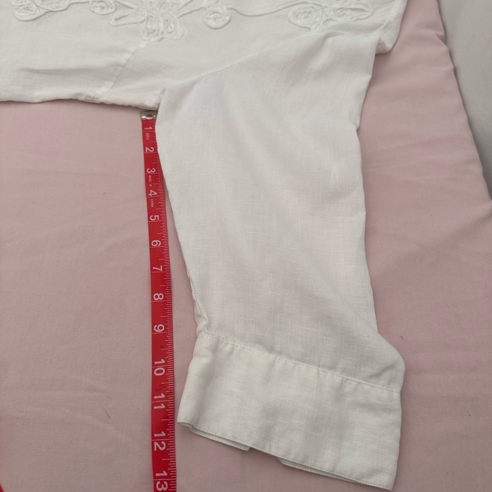 Charter Club Cream Linen Blouse 100% linen #A2 - Picture 8 of 9